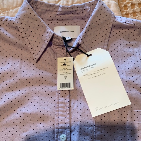 NWT Current Elliott Shirt Orchid polka dot Size 3 (La… - Picture 7 of 7